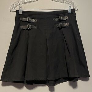 Hot Topic Black Skater Mini Skirt with Buckle Straps